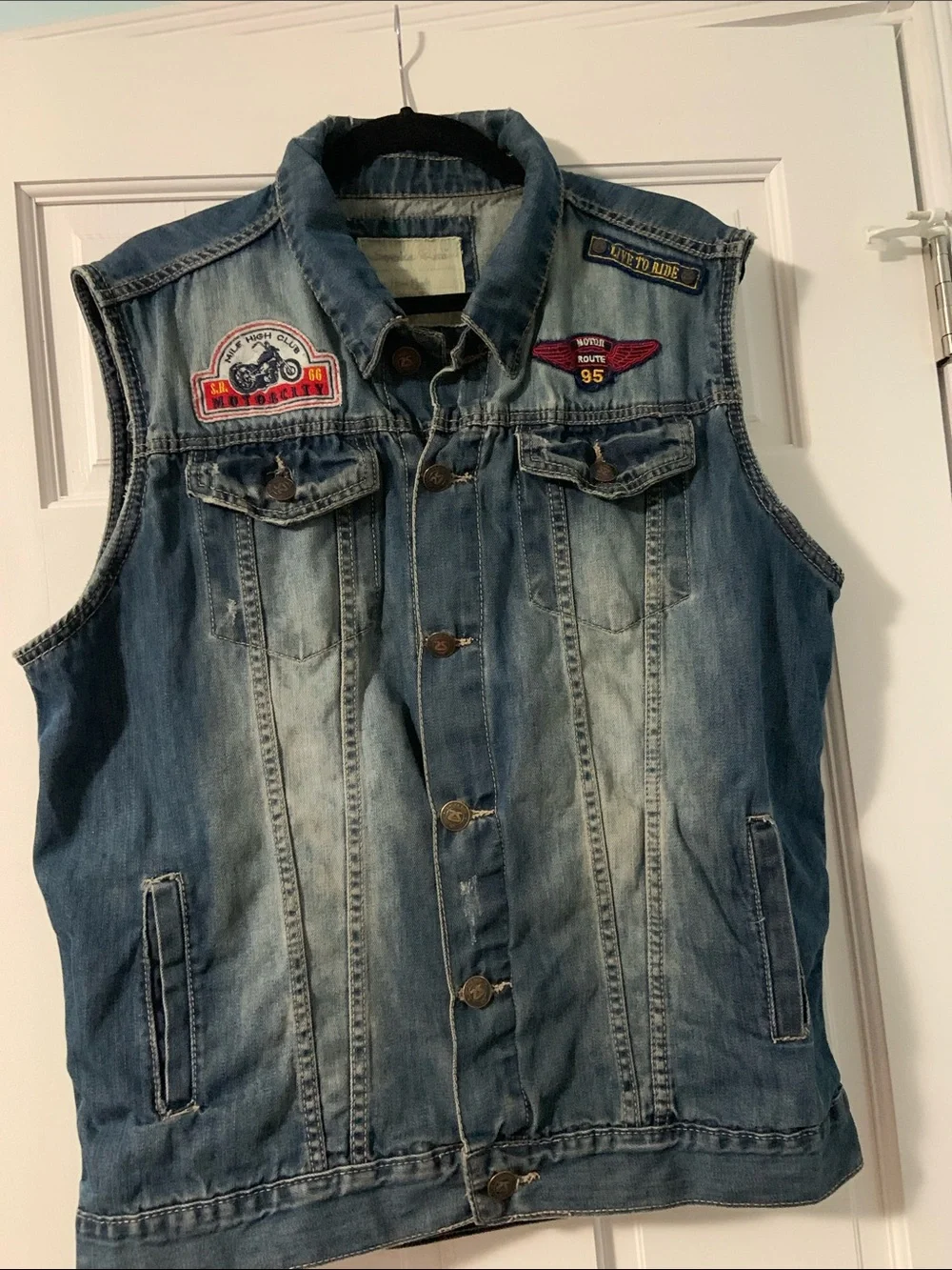 Smoke Rise Denim Motorcycle Vest size Large